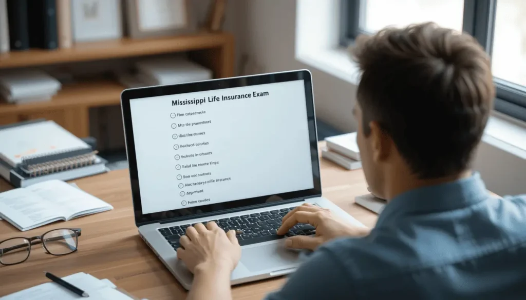 Take Mississippi Life Insurance Exam Online Free from home.