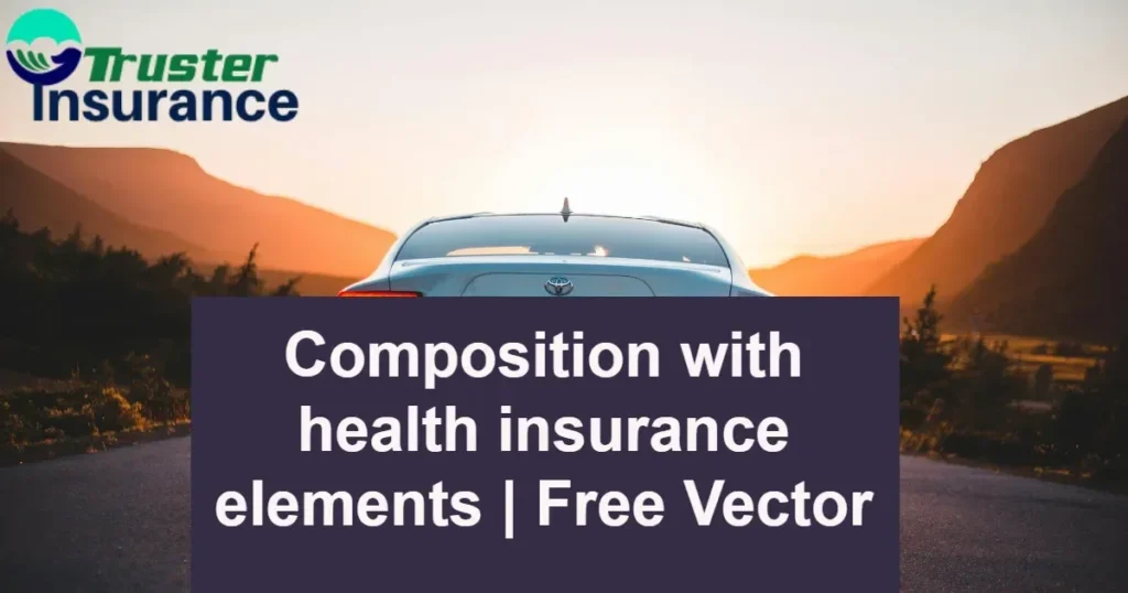 Free vector composition showcasing various health insurance elements.