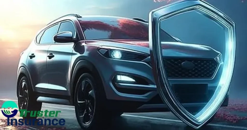 Car insurance ad promoting safety and family protection in social media design.