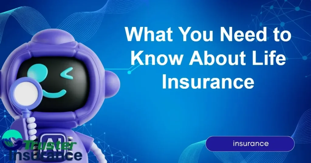 Graphic showing various life insurance options and benefits for potential policyholders.